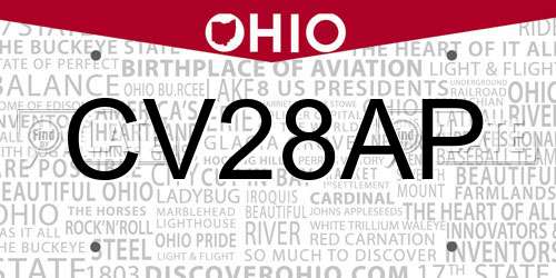 CV28AP Ohio License Plate