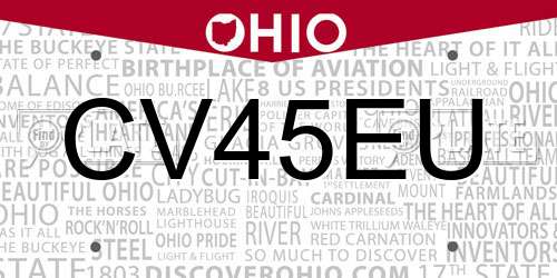 CV45EU Ohio License Plate