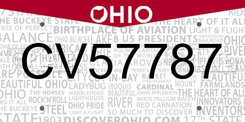CV57787 Ohio License Plate