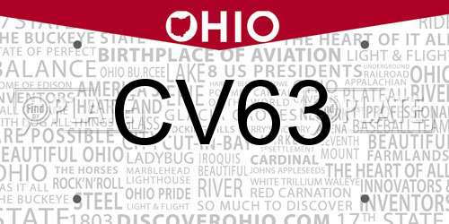 CV63 Ohio License Plate