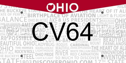 CV64 Ohio License Plate