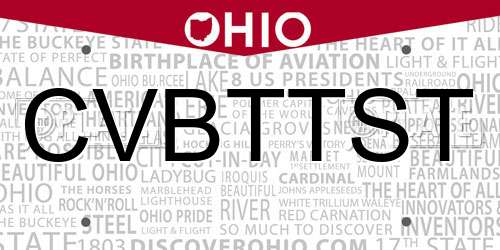 CVBTTST Ohio License Plate