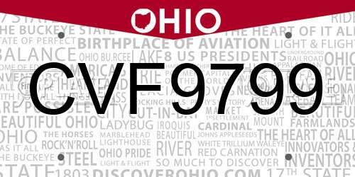 CVF9799 Ohio License Plate