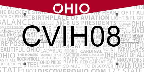 CVIH08 Ohio License Plate