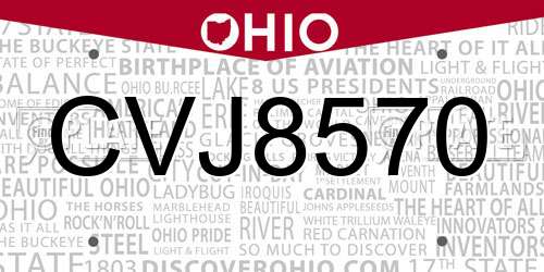 CVJ8570 Ohio License Plate