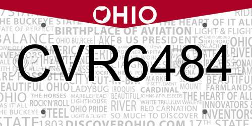 CVR6484 Ohio License Plate