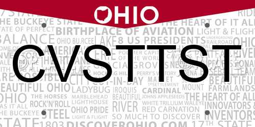 CVSTTST Ohio License Plate