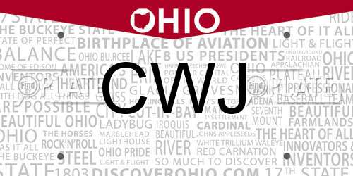 CWJ Ohio License Plate