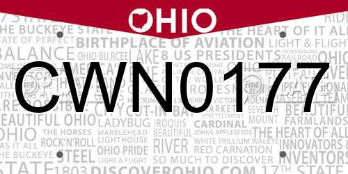 CWN0177 Ohio License Plate