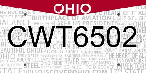 CWT6502 Ohio License Plate