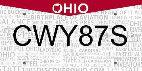 CWY87S Ohio License Plate