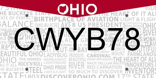 CWYB78 Ohio License Plate
