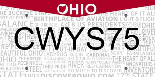 CWYS75 Ohio License Plate
