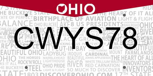 CWYS78 Ohio License Plate