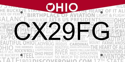 CX29FG Ohio License Plate