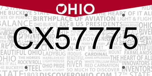 CX57775 Ohio License Plate