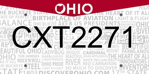 CXT2271 Ohio License Plate