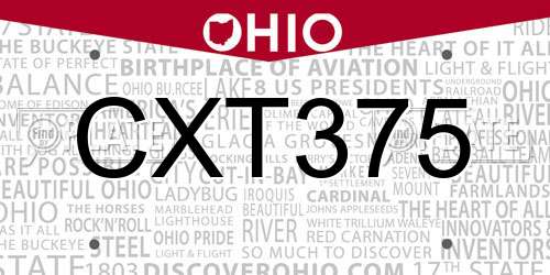 CXT375 Ohio License Plate