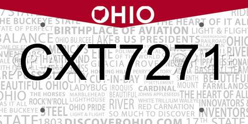 CXT7271 Ohio License Plate