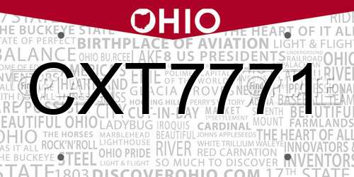 CXT7771 Ohio License Plate