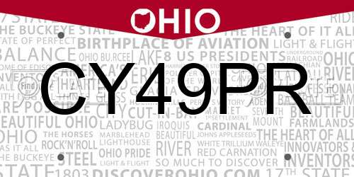 CY49PR Ohio License Plate