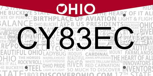 CY83EC Ohio License Plate