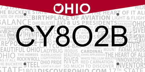 CY8O2B Ohio License Plate