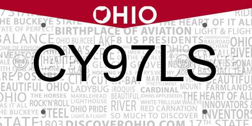 CY97LS Ohio License Plate