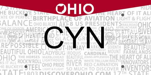 CYN Ohio License Plate
