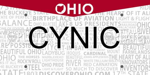 CYNIC Ohio License Plate
