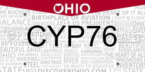 CYP76 Ohio License Plate