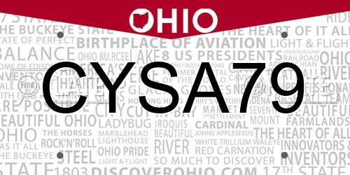 CYSA79 Ohio License Plate