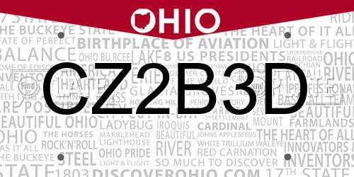 CZ2B3D Ohio License Plate