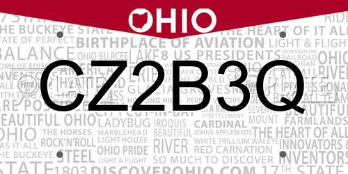 CZ2B3Q Ohio License Plate