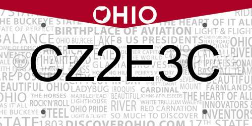 CZ2E3C Ohio License Plate