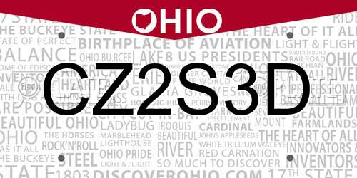 CZ2S3D Ohio License Plate