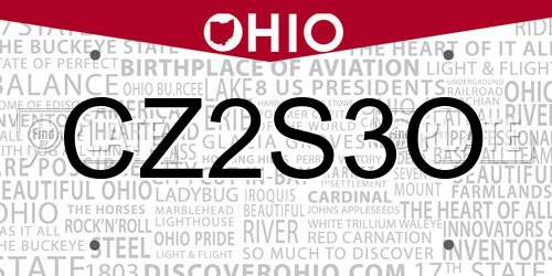 CZ2S3O Ohio License Plate