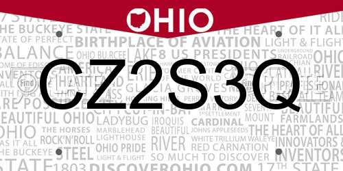 CZ2S3Q Ohio License Plate