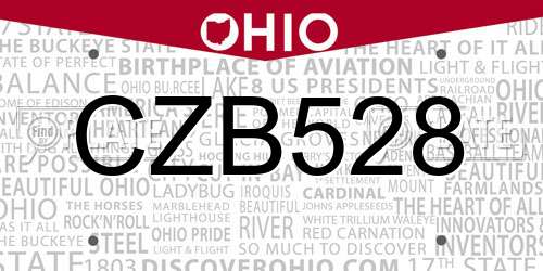CZB528 Ohio License Plate