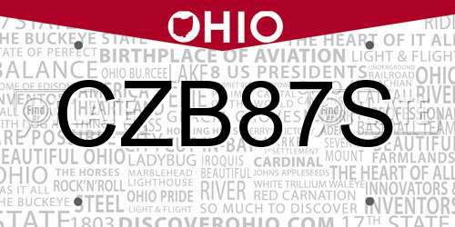 CZB87S Ohio License Plate