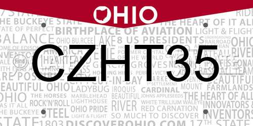 CZHT35 Ohio License Plate