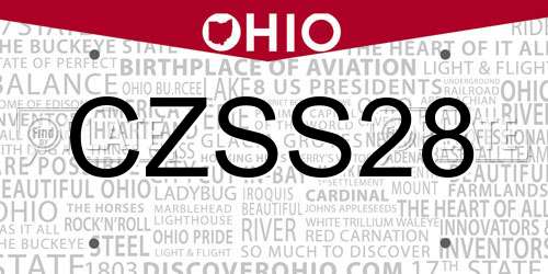 CZSS28 Ohio License Plate