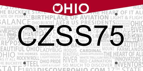 CZSS75 Ohio License Plate