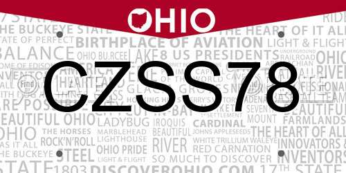 CZSS78 Ohio License Plate