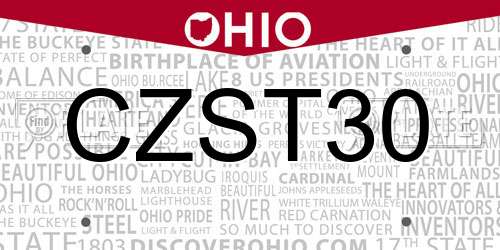 CZST30 Ohio License Plate