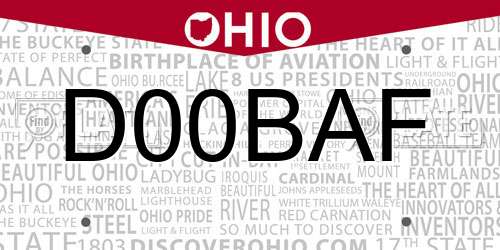 D00BAF Ohio License Plate