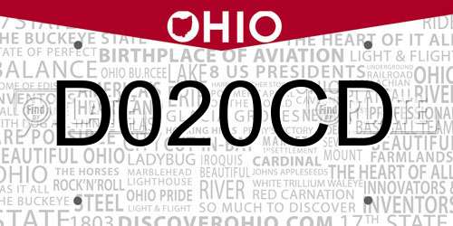 D020CD Ohio License Plate