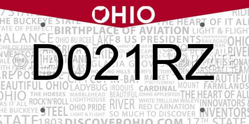 D021RZ Ohio License Plate