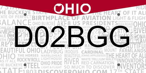 D02BGG Ohio License Plate