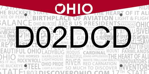 D02DCD Ohio License Plate